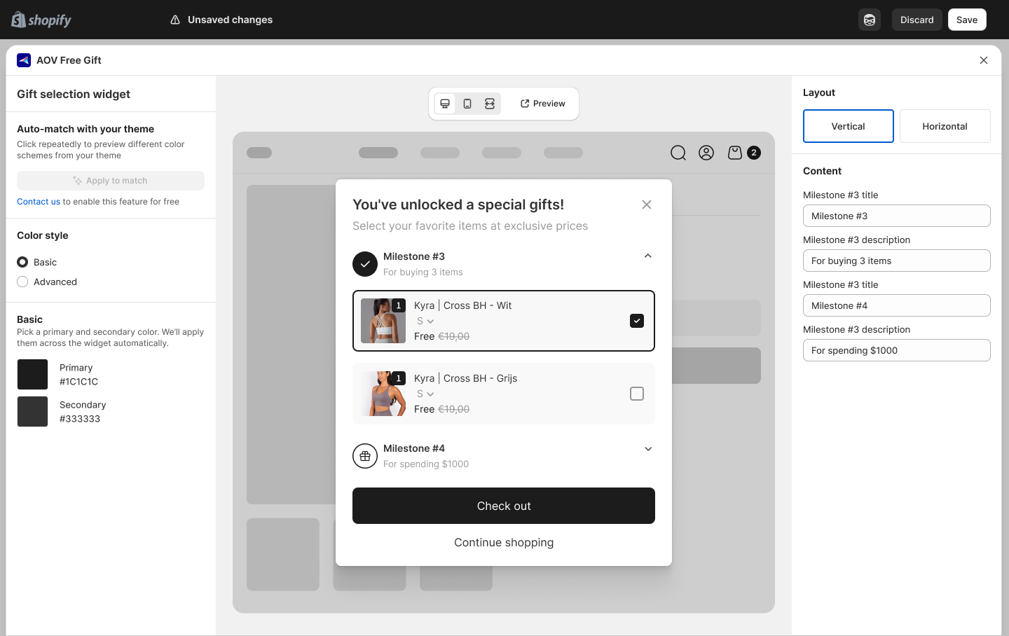 Customize pop-up when milestone is reached